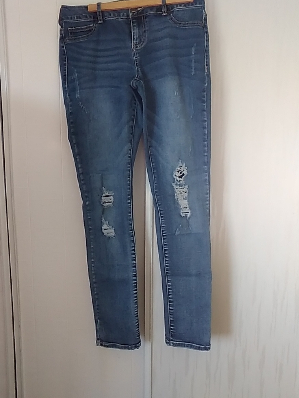 Maurices Mid-Blue Distressed Skinny Jeans